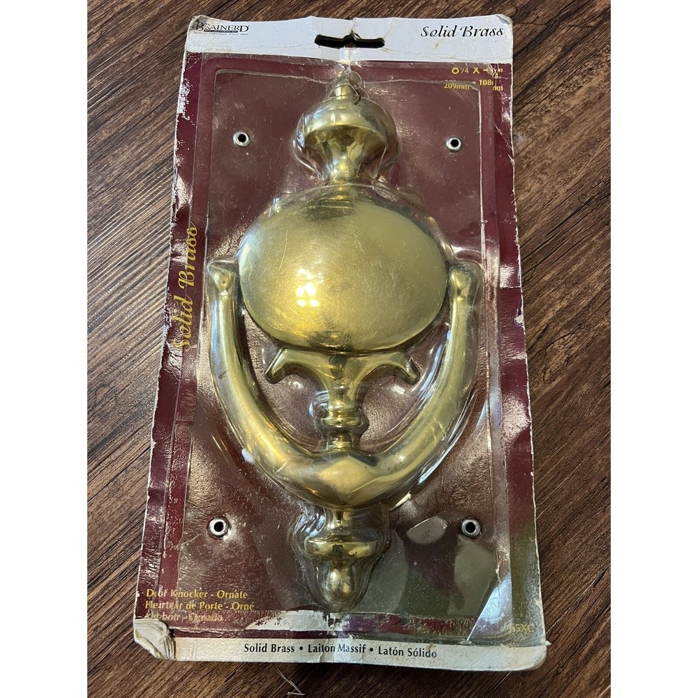 Brainerd Vintage Solid Brass Large Door Knocker 8 1/2 x 4 1/4" New Old Stock